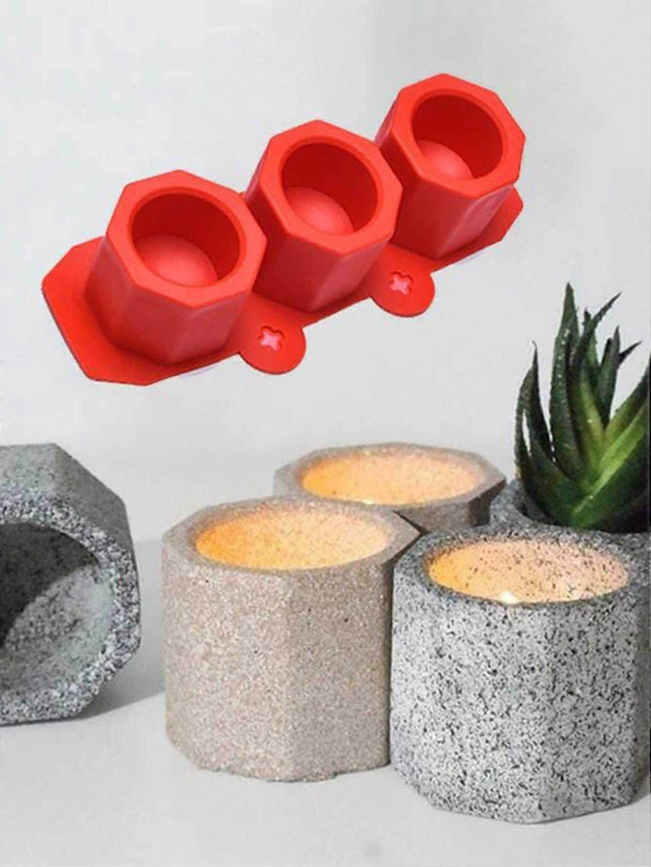 1pc Random Color Candy Holder Mold, 3 Grid Plastic Plant Container Mold For DIY Craft