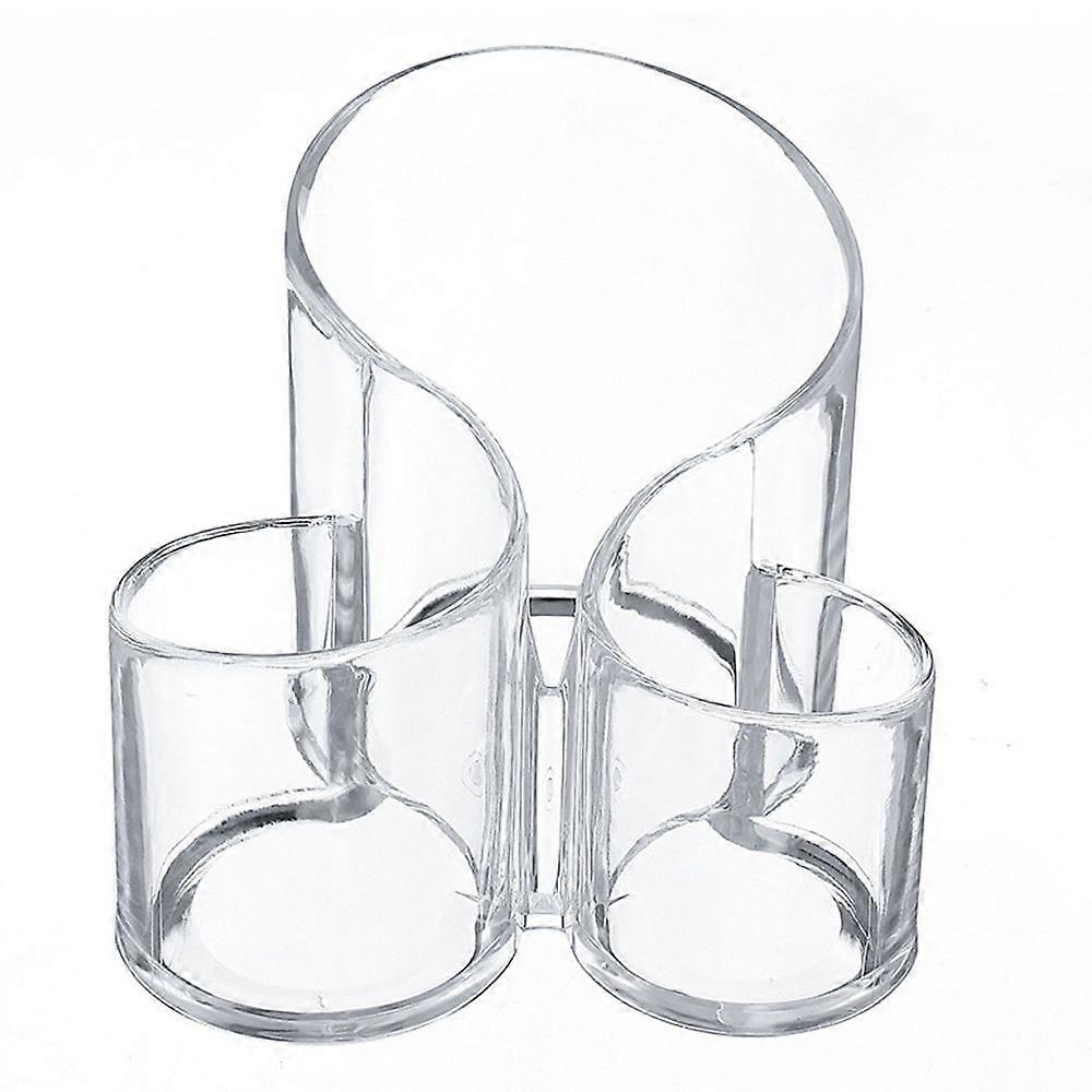 Clear Makeup Brush Holder Organizer, Large Wavy 3 Compartment Acrylic Multi-Purpose Cosmetics Brushes Storage Solution