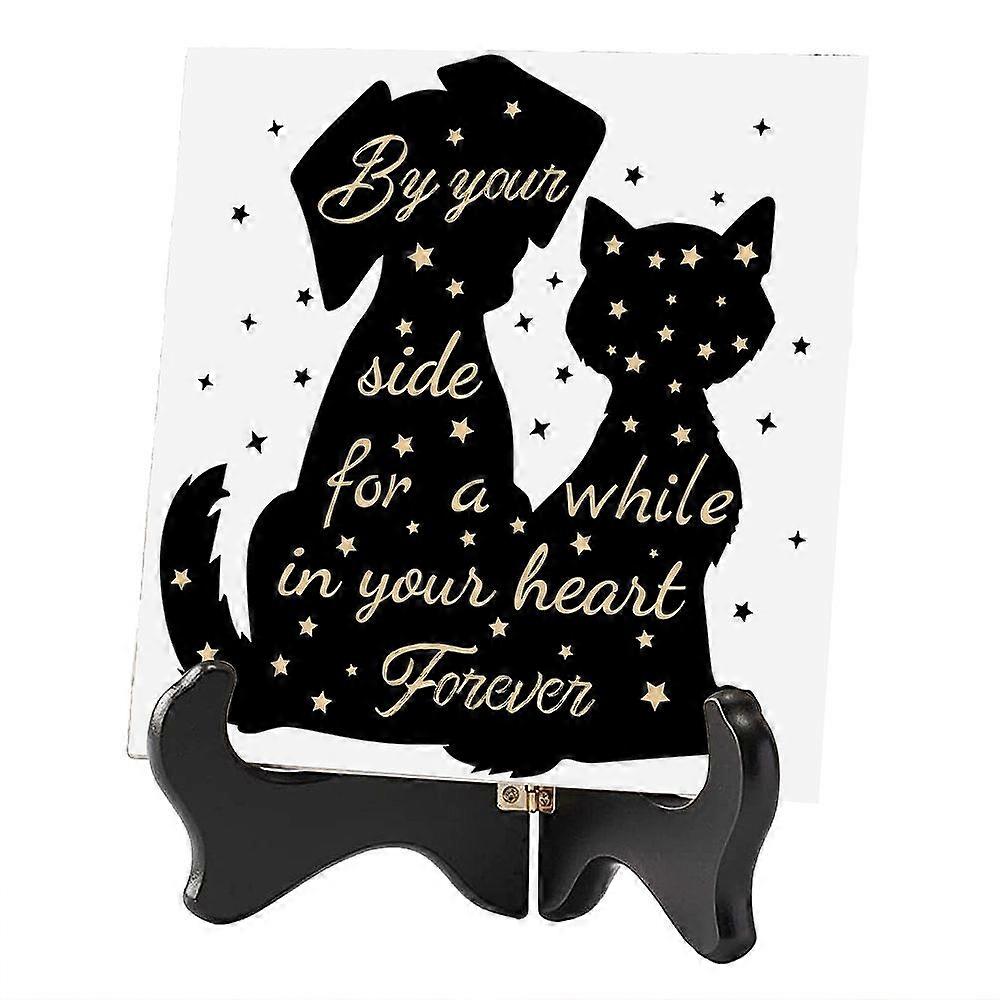 2Pcs 2 Style Square Cork Ceramics Sublimation Cup Holder Pad Mat with MDF Display Stands Dog Pattern 1pc/style