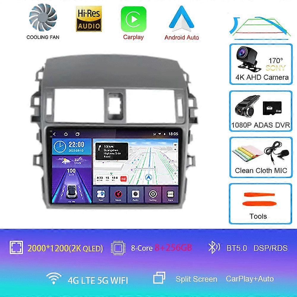 Android 14 Autoradio Carplay Pour Toyota Corolla 10 E140 E150 2006 - 2013 Navigation Gps Stéréo Unité Android Auto Non 2din 5g Wifi