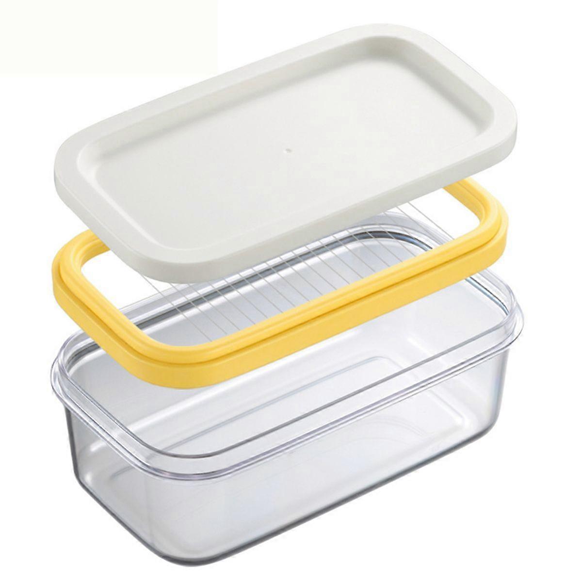 Butter Slicer Cutter, Stick Butter Container Dish with Lid for Fridge, Easy Cutting Two 4oz Sticks Butter