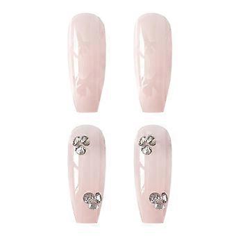 Butterfly Print Long Pink Press On Nails Lightweight Facile Da Applicare Semplice Da Staccare Unghie