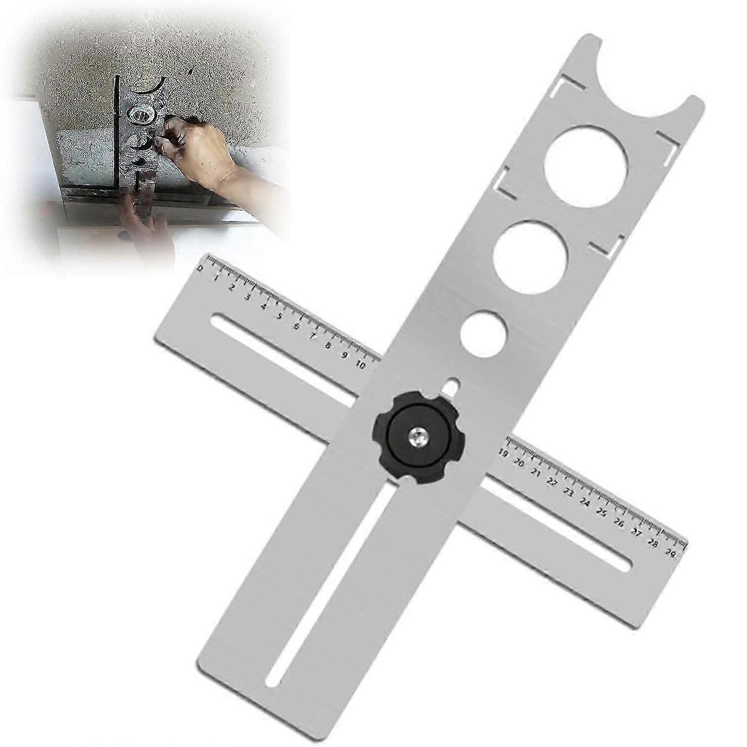 Adjustable Tile Hole Finder, Tile Angle Measuring Ruler Tile Angle Measuring Ruler, 25/40/45mm, For Carpenter Tiler Paving Hole 40cm