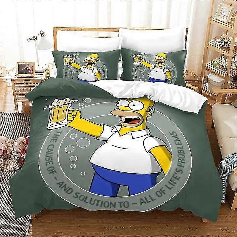 y1661 Σεντόνια The Simpsons King Size Κλινοσκεπάσματα Σετ Anime Lisa Cosplay Χαριτωμένο κρεβάτι Πάπλωμα Καλύπτει Μαξιλάρι