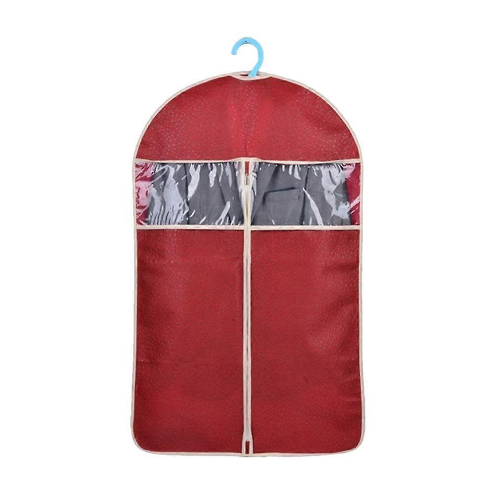 High-end Embossing Clothes Dust Cover Suit Dustproof Storage Bag Garment Organizer Protector Case Size M (Dark Red)
