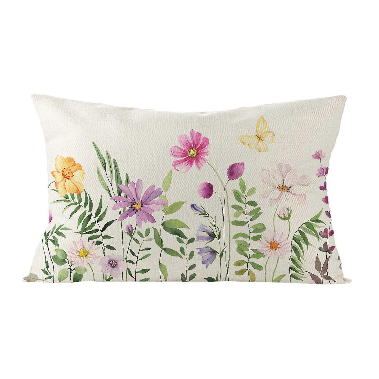 Spring Pillow Cover Farmhouses Pillowcases 30x50cm Floral Plant Decorative Cushions Case Waist Pillowcase for Sofa Couch