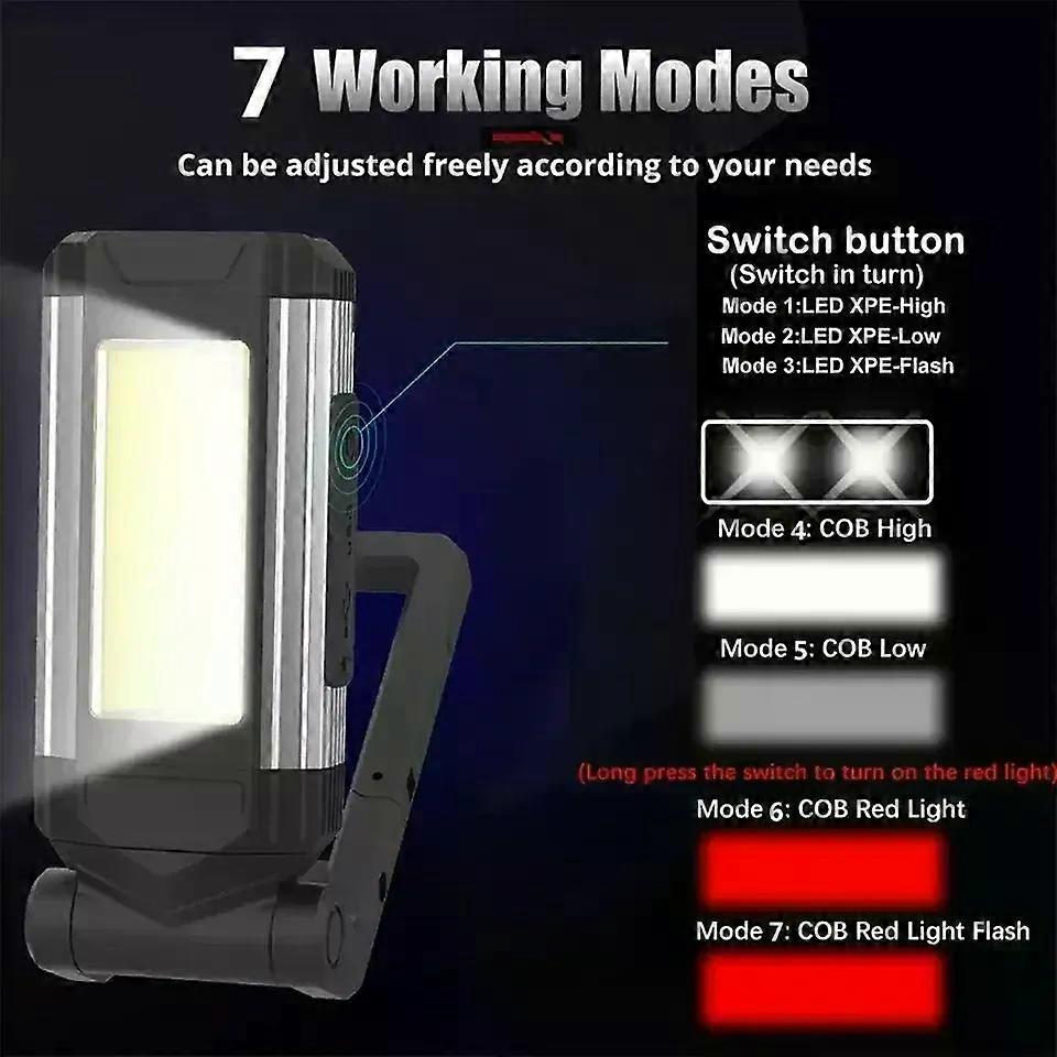 Magnetic COB Work Light USB Rechargeable LED Flashlight Portable Lantern Camping Light Type-C Power Bank Function Lamp