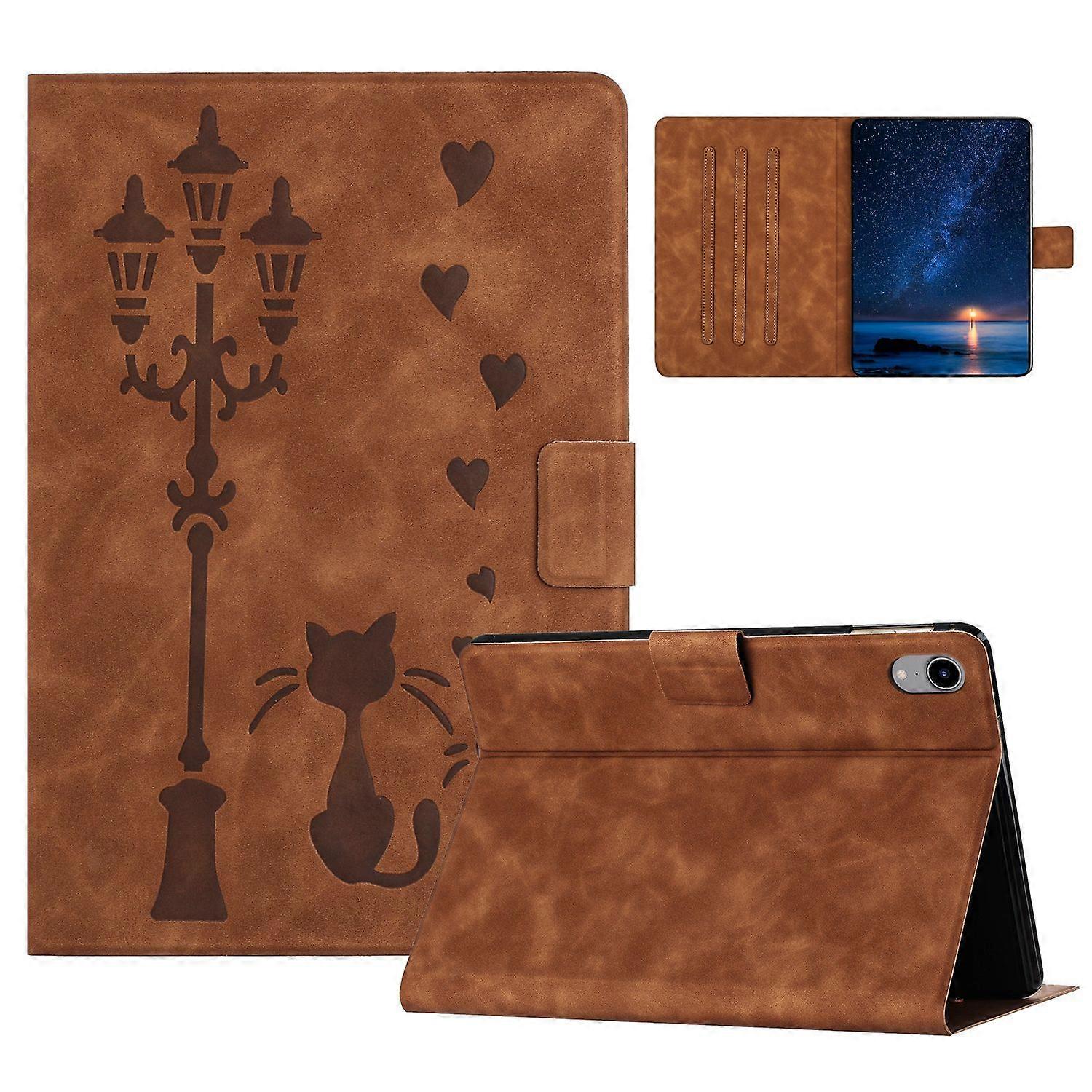 For iPad mini (2024)/mini (2021) Case Couple Cat Imprinted Microfiber Leather Smart Tablet Cover