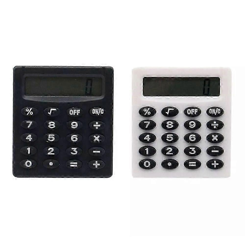 2 pcs Pocket Calculator Mini Calculator Digital Calculator Small Square Calculator, Black and White