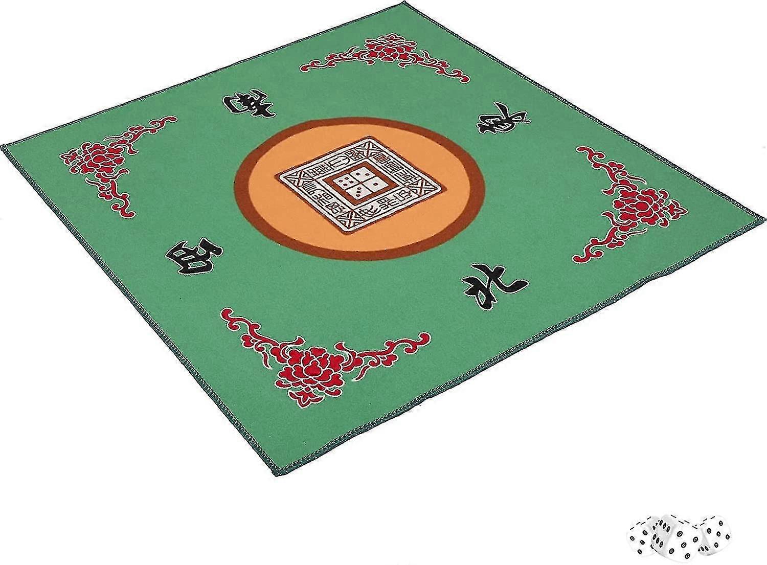 Mahjong Mat With 3 Free Dice For Card & Board Games Non-slip Mat 31.5" X 31.5" -