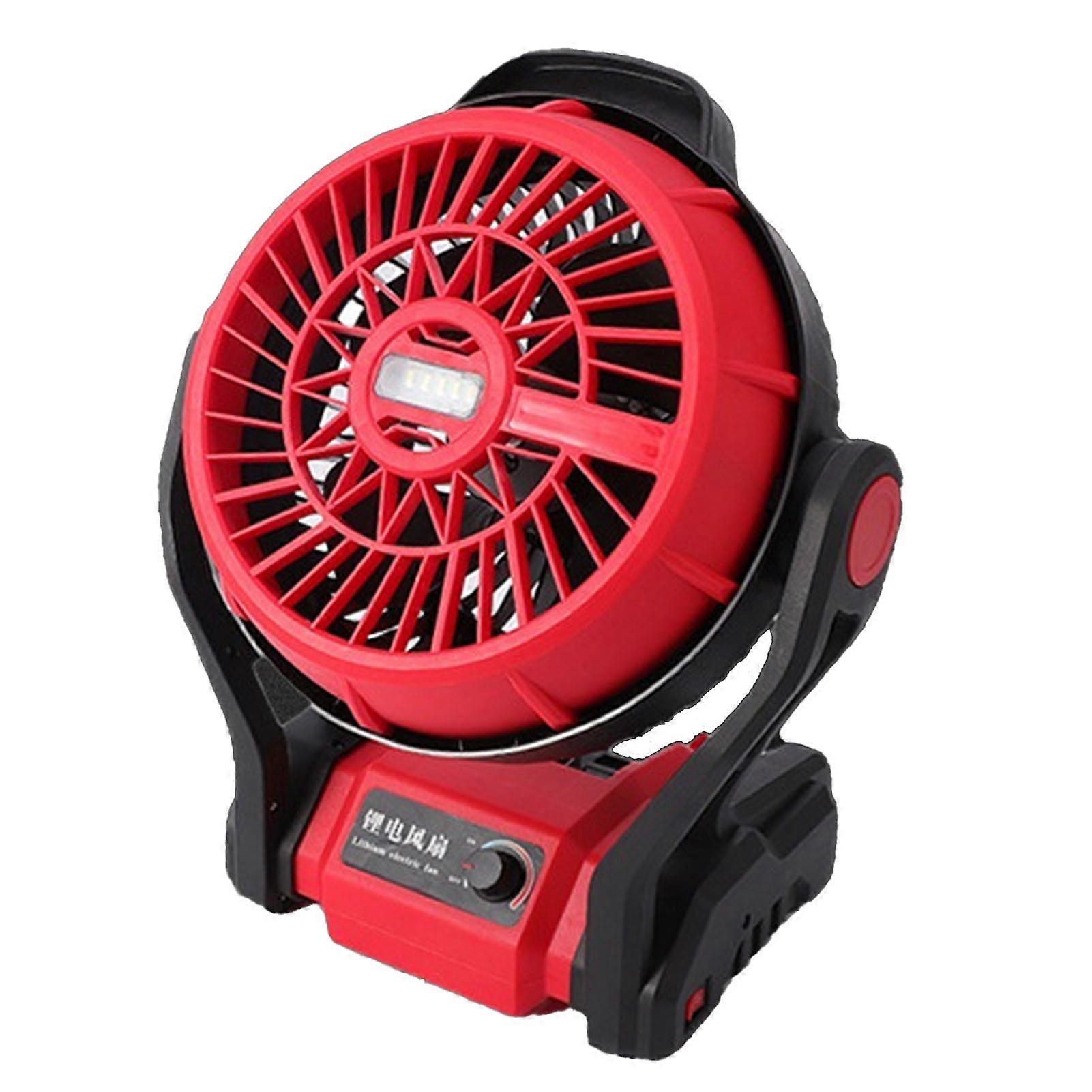 Camping Fan with LED Light 12 Inch Lithium Battery Powered 270 Degree Rotatable Fan for BL1830 18V Battery Home Outdoor Use 100‑240V