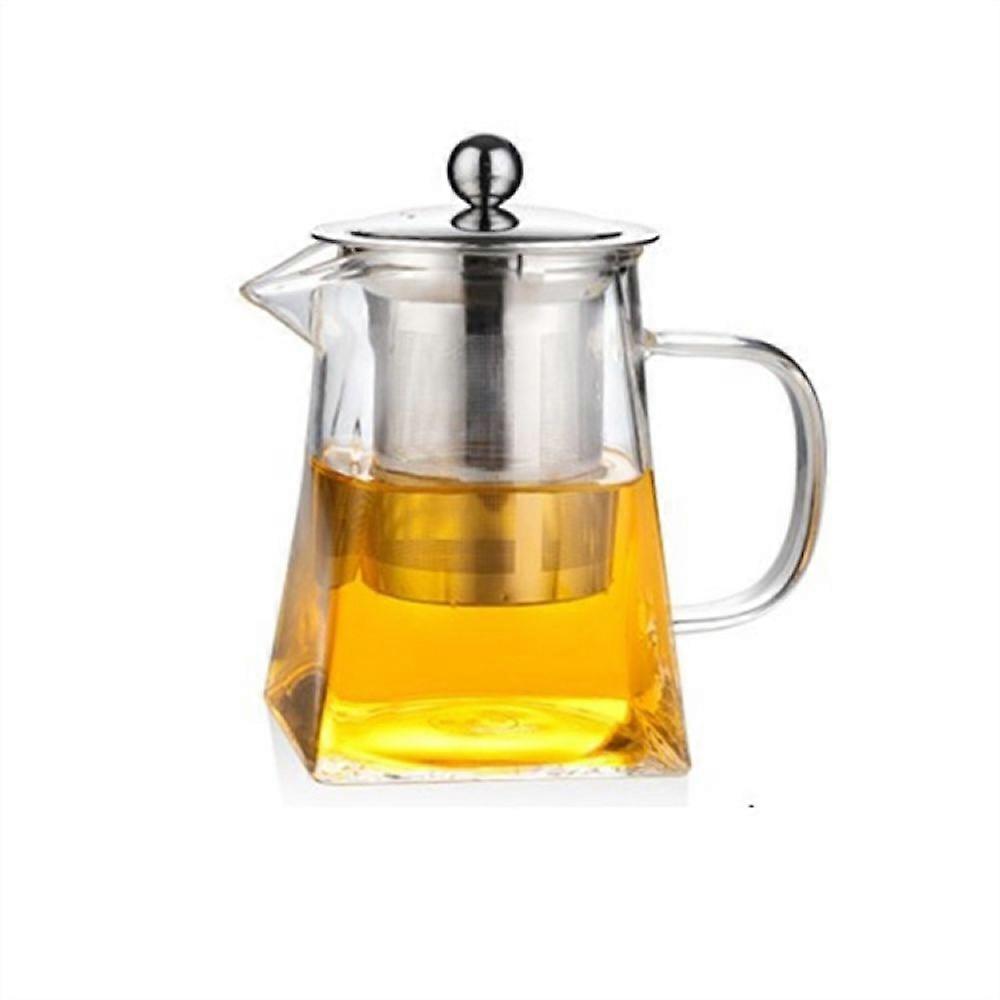 1pcs glass teapot with filter attachment 750ml square bottom teapot