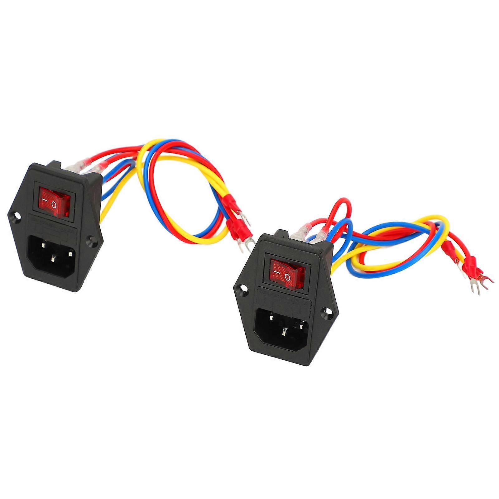 2PCS IEC320 C14 Rocker Switch Power Socket 6A 250V 5.8x4.8cm