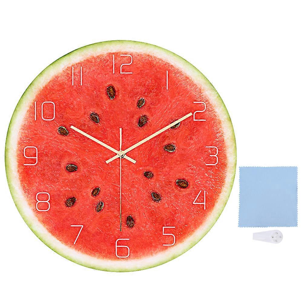 Watermelon Pattern Acrylic Round Wall Clock for Home Office Decoration, 12-Inch Time Display, Modern Style