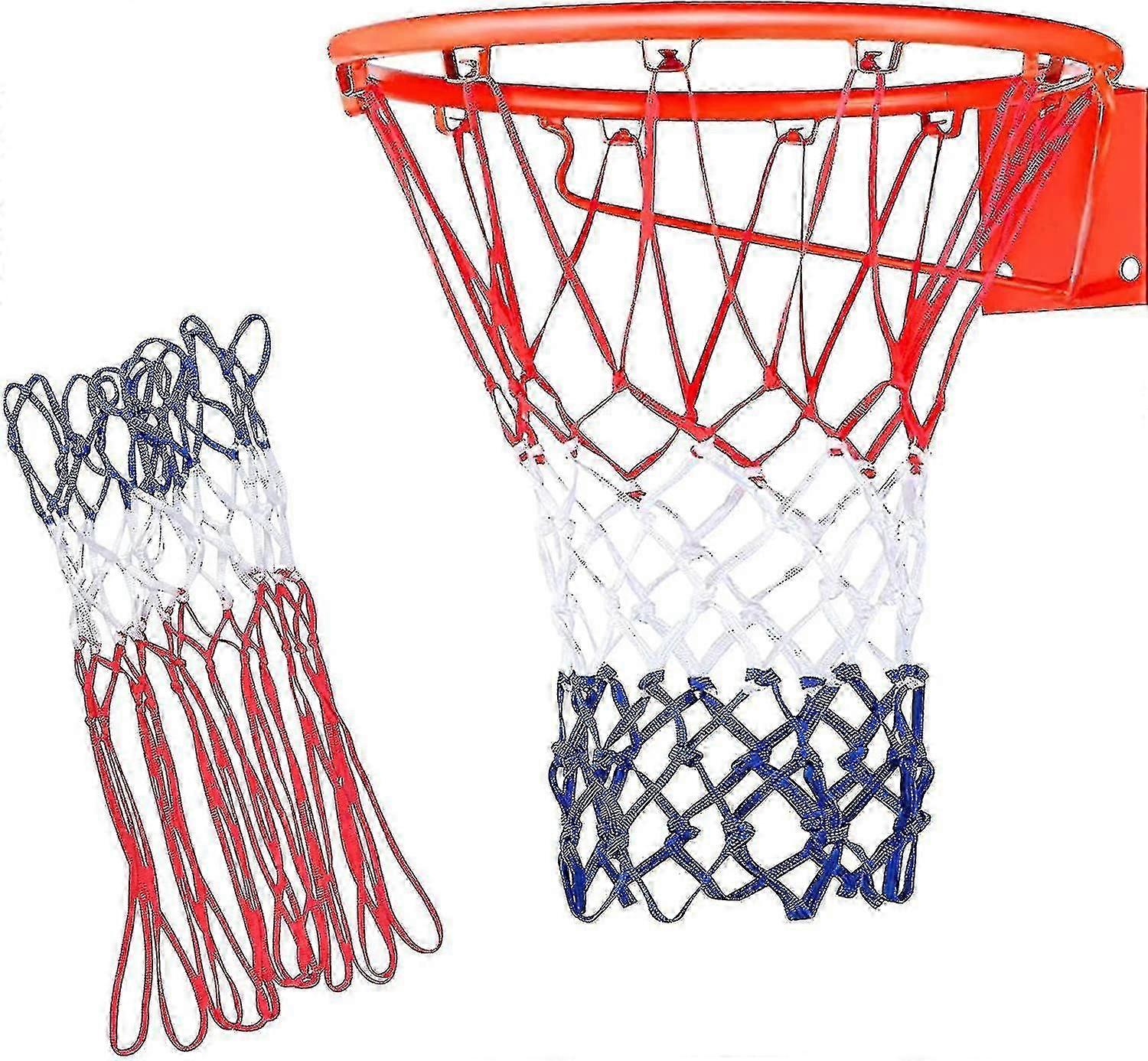 2-pack Basketball Net Replacement, Heavy Duty Basketball Net, All Weather Red/white/blue Standard Ba