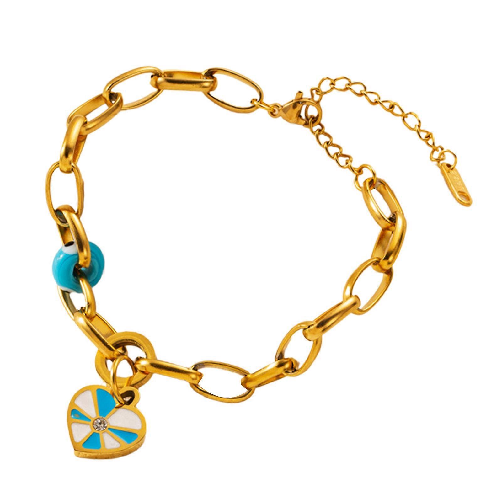 Charming Oil Drop Heart Circle Bracelet Charm Individualized Steel Heart/Rings Bracelet with Smooth Oil Drop Craft