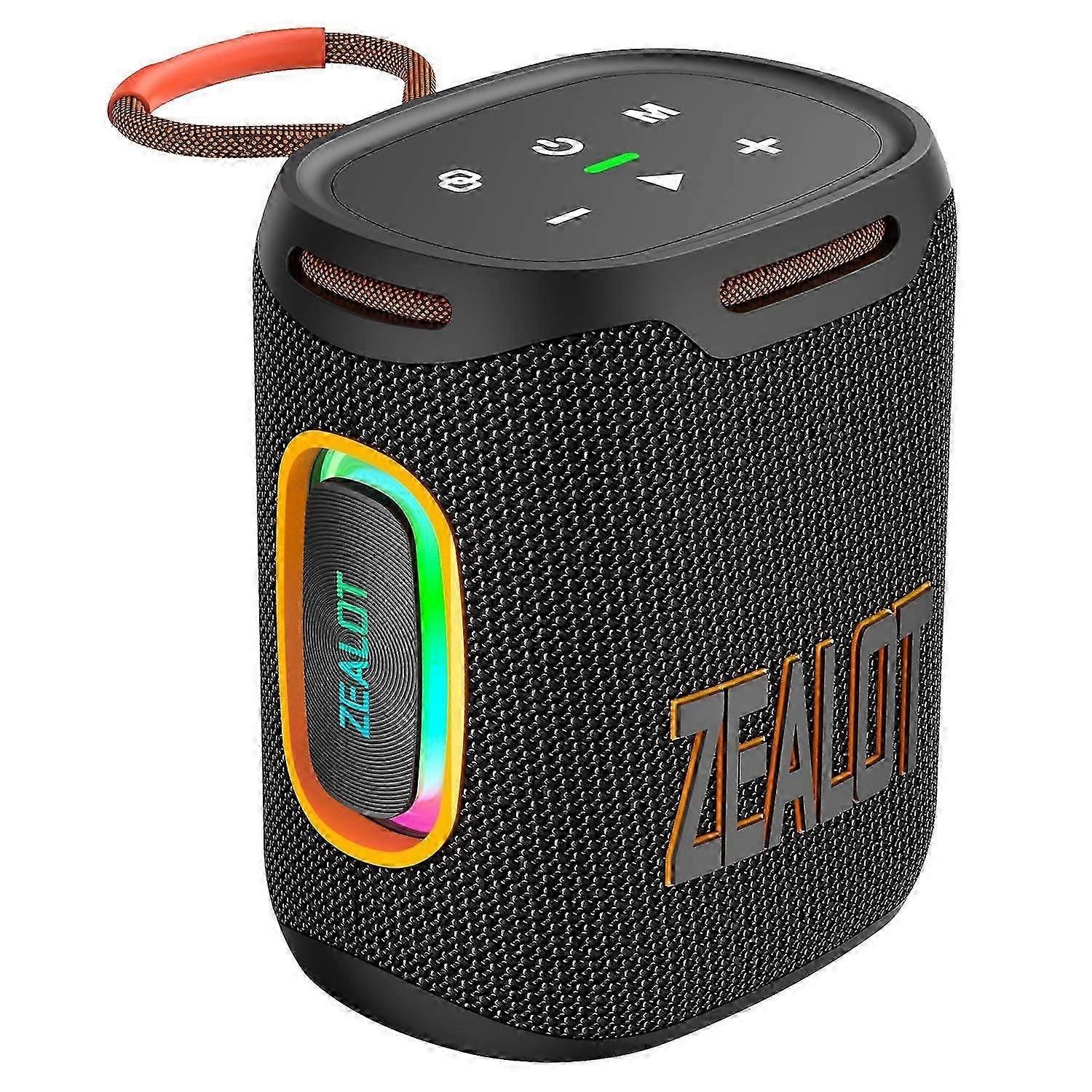 con ZEALOT S122 Portable Bluetooth Speaker BT5.4 Subwoofer with LED Light Support TF U-Disk - Grey