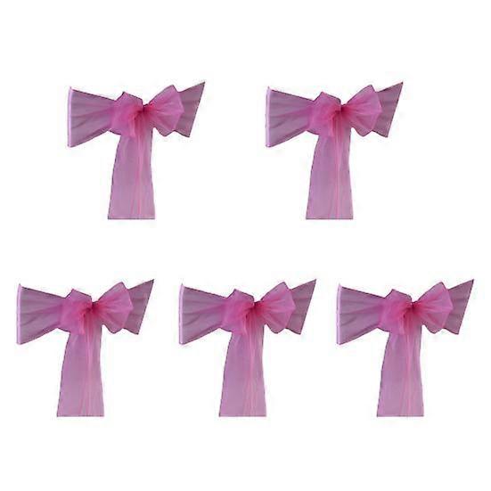 5 יחידות כיסא אורגנזה אבנטים צבע בהיר משי קישוט חתונה כיסוי כיסא שקוף עניבות גב קבלת פנים לחתונה תפאורה לאירוע