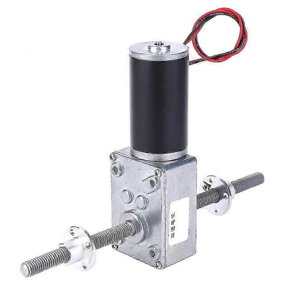 24V M8 Thread Double Shaft Worm Gear Motor with Flange - Speed Reduction Ratio 50