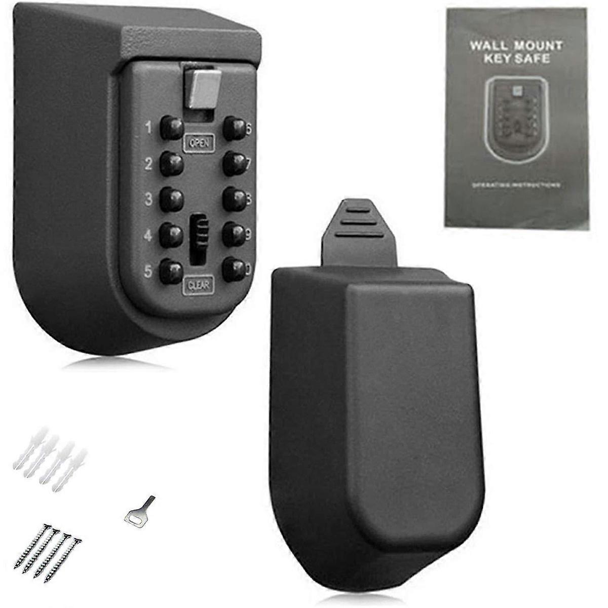 1 pcs 10 Digit Combination Hide Key Lock Box Storage,zinc alloy Wall Mount Security Outdoor Case(10.5 * 6.5 * 5.5cm)black