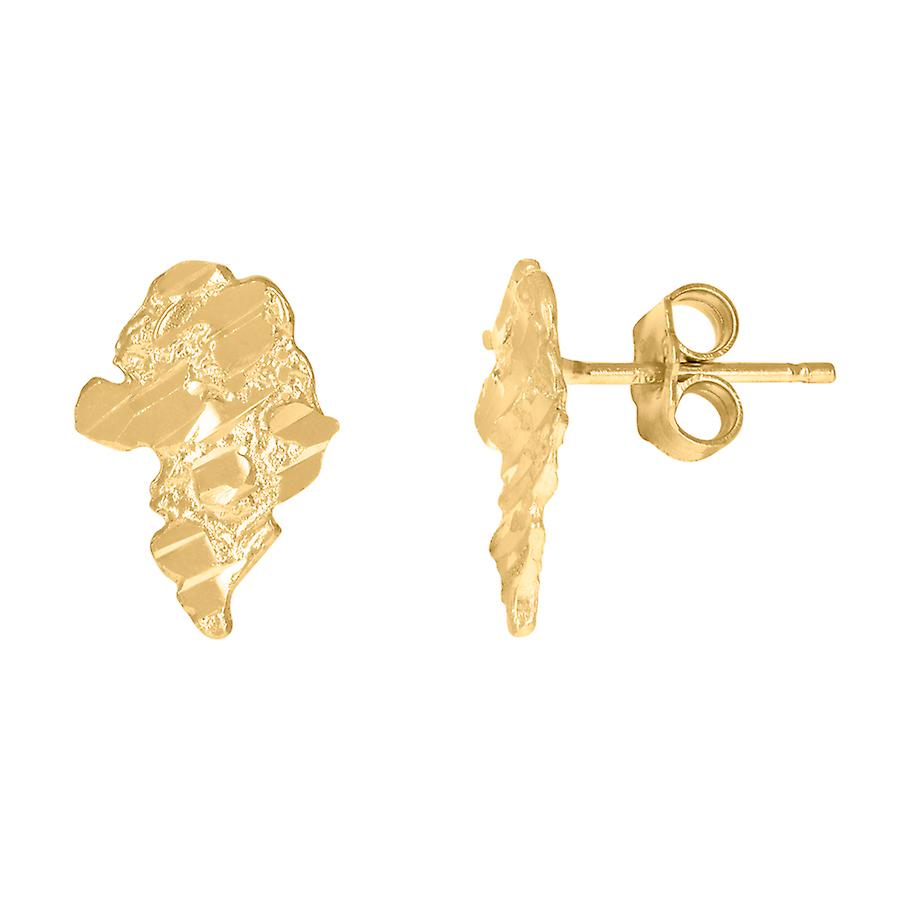 10k Yellow Gold Mens Nugget Stud Earrings 12.3x8.6mm Wide Earring for Men