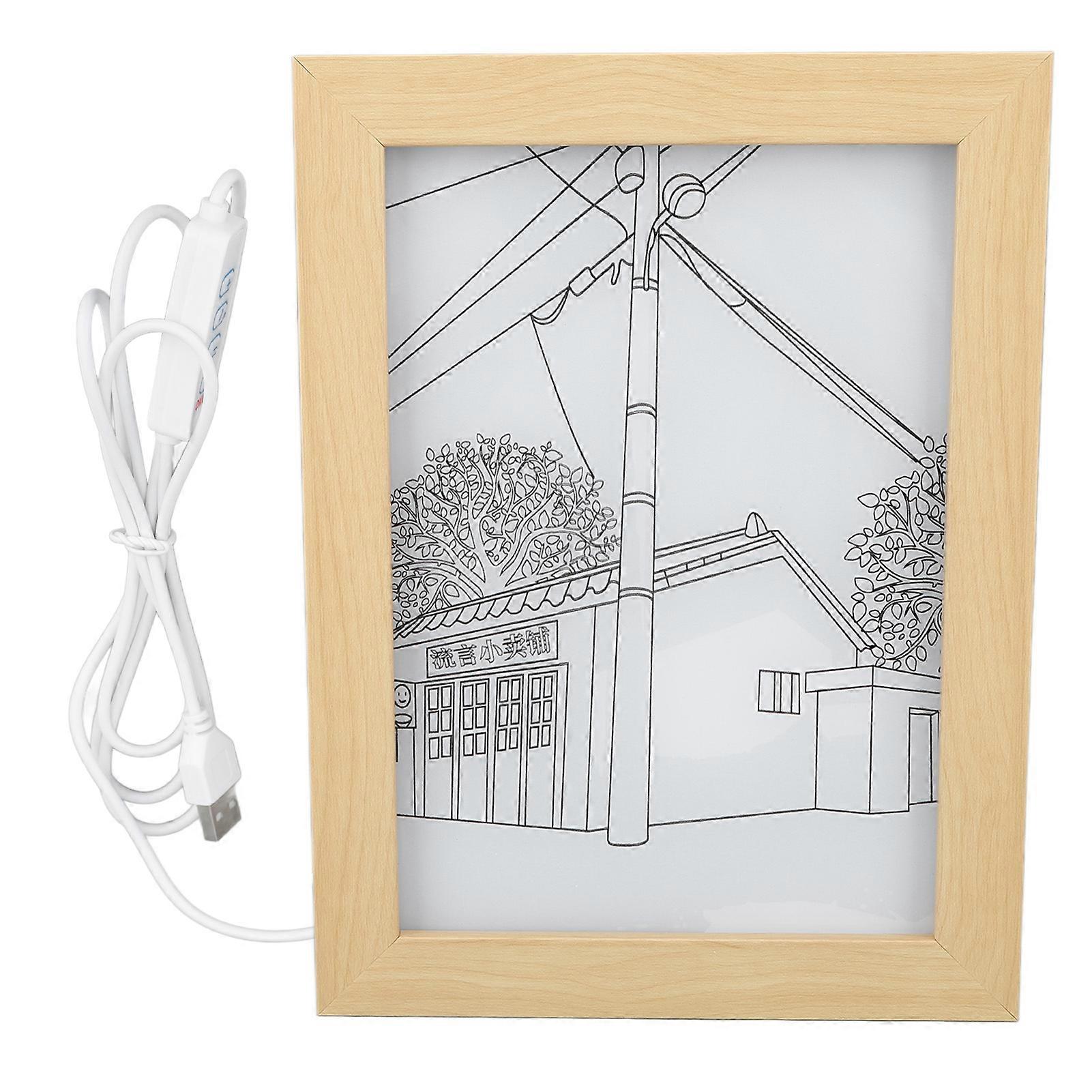 Peinture lumineuse USB LED 3 modes Lumière du soleil Simulation Lampadaire Motif Art Éclairage mural Décor pour chevet Salon