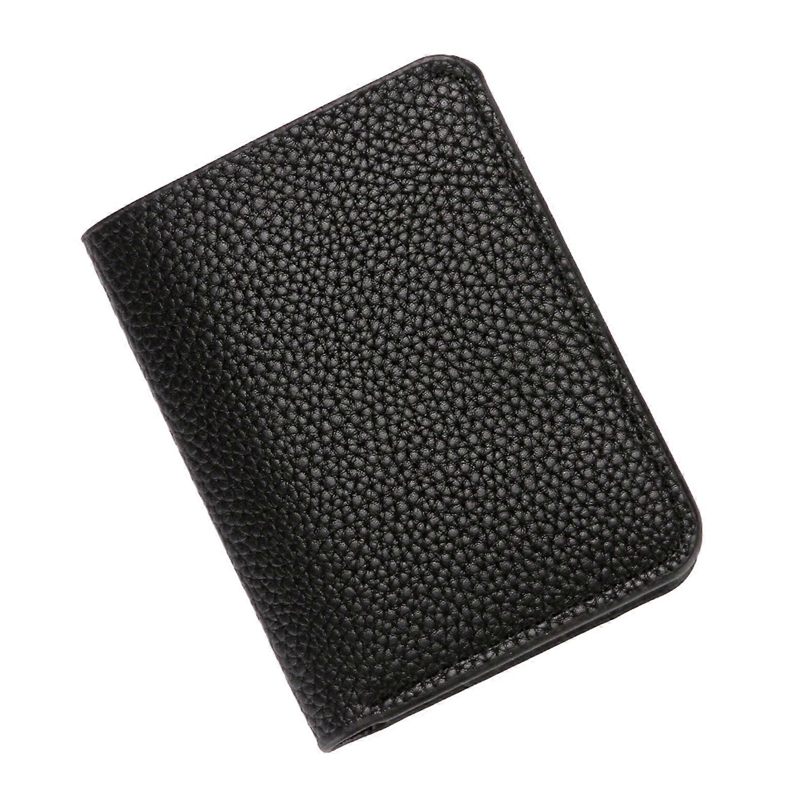 Sleek Litchi Pattern Card Holder Wallet Card Organizers Licenses Storage Cards & IDs Hold Perfect for Daily Use & Travel Black