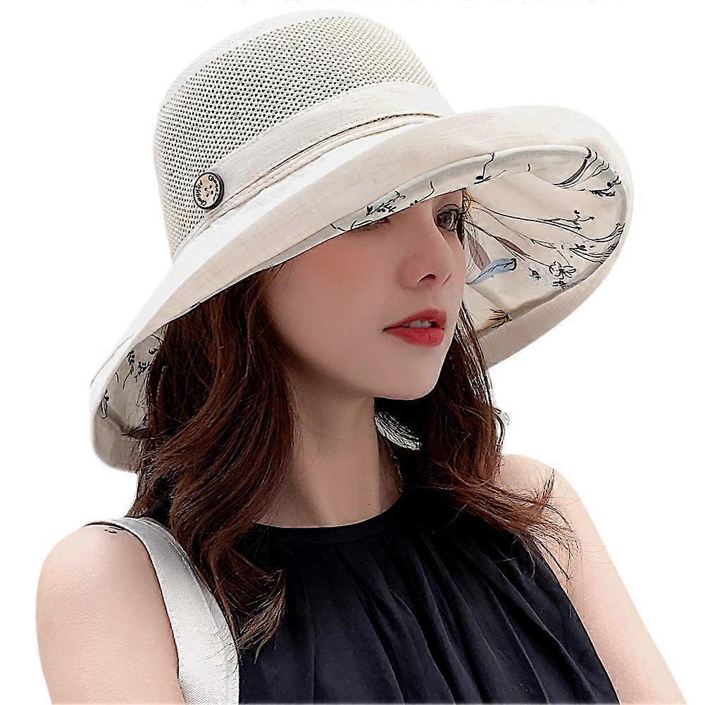 Knitted Sun Hat Wide Brim Packable Beach Style Foldable Summer Hat