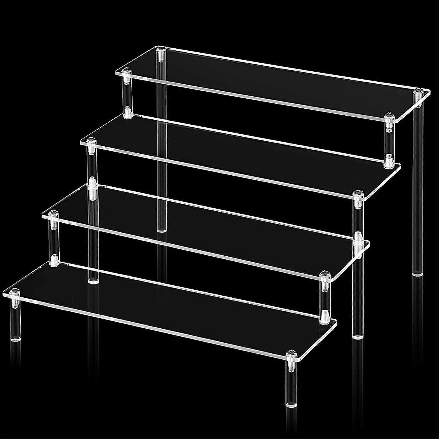 Clear Display Stand for Figures, 4-Tier Acrylic Riser Showcase, Multi-Use Storage Display for Collectibles and Models