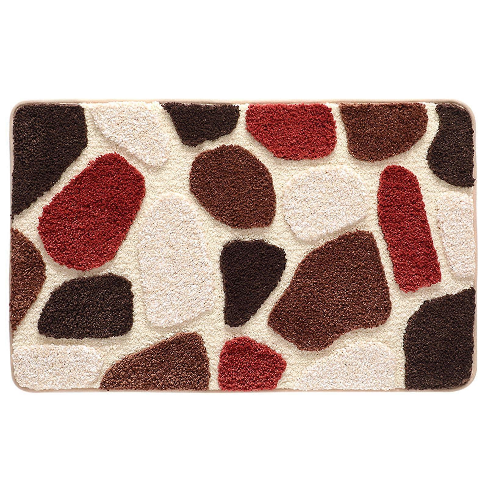 Red Pebble Stone Soft and Non-Slip Ultra Absorbent Microfiber Shaggy Bath Mat for Toilet 16'×24'