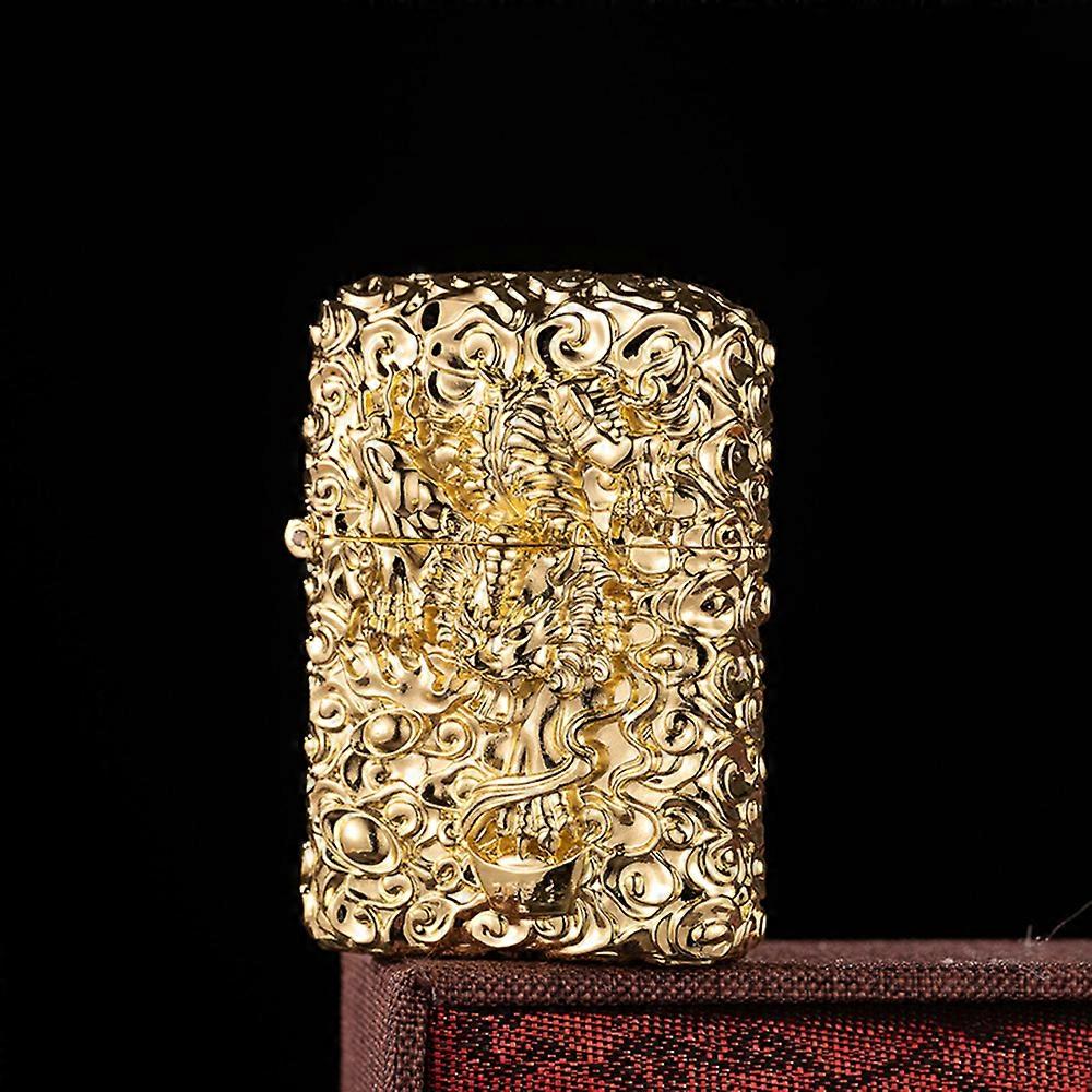 Embossed Paraffin Lighter Vintage Grinding Wheel Ignition for Camping