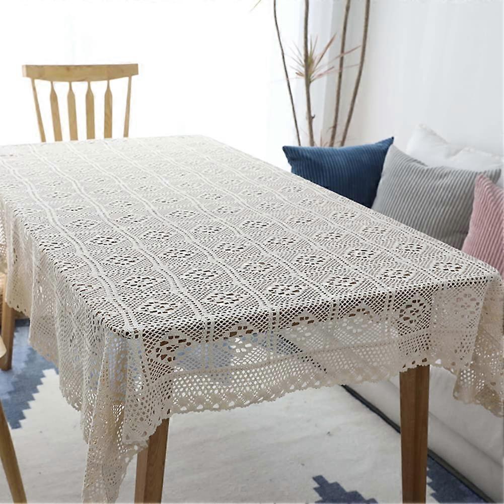Handmade Crochet Cotton Table Coven Lace Dollar Rectangular Beige Crochet Table Covers