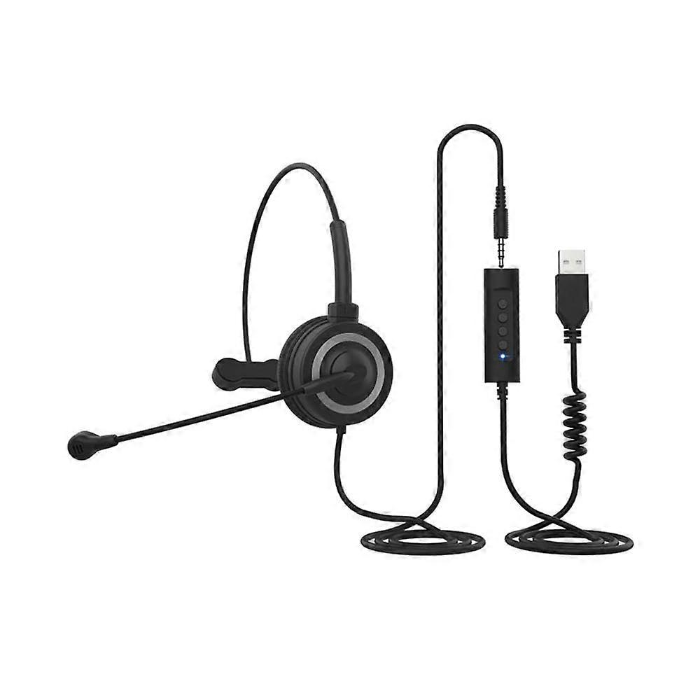 USB Computer Headset With Microphone, Wired Online Conference, Noise Cancelling, Soft Ear Cushions, PC Compatible