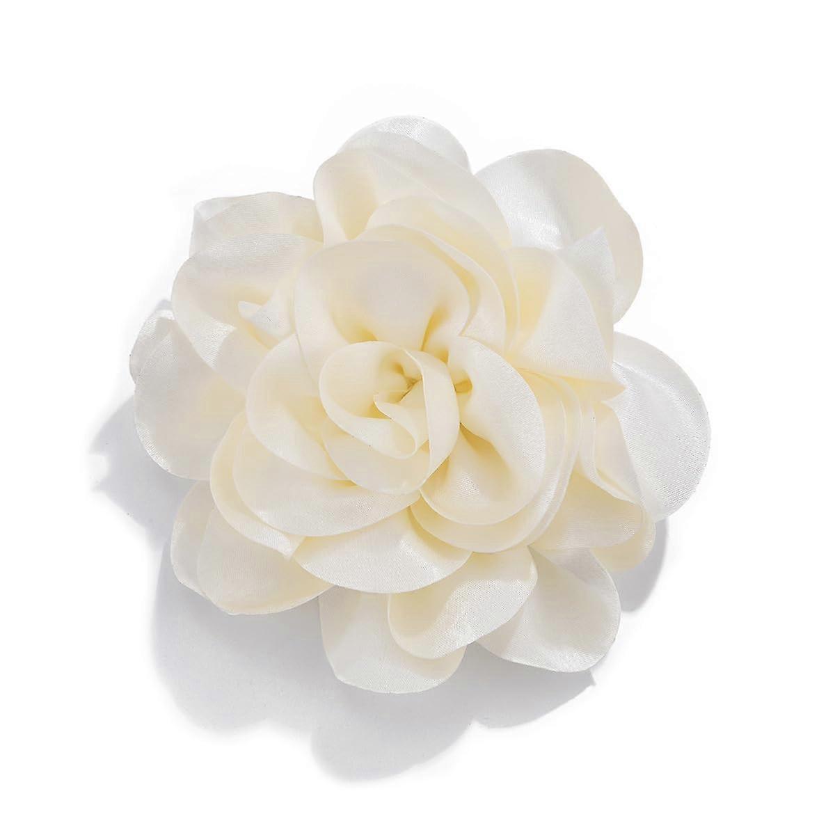 Flower Brooch Yakel P Extra Large Satin Rose Pin, Fabric Camellia