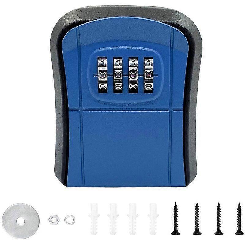 Key Lockbox with 4-Digit Code, Wall-Mounted Key Safe Box with Password Lock
