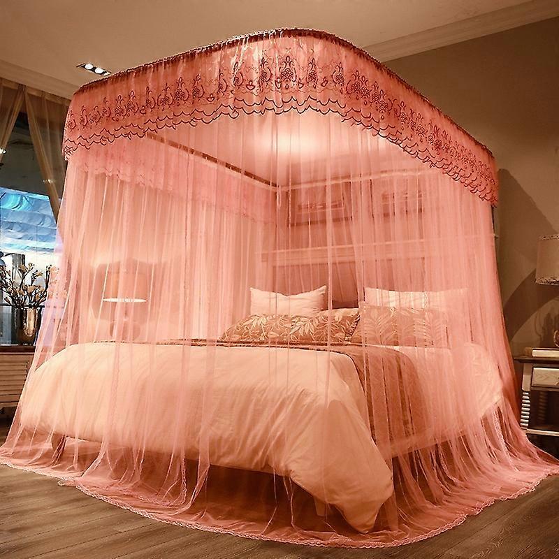 U-shaped Guide Rail Retractable Three-door Mosquito Net 180x220 cm