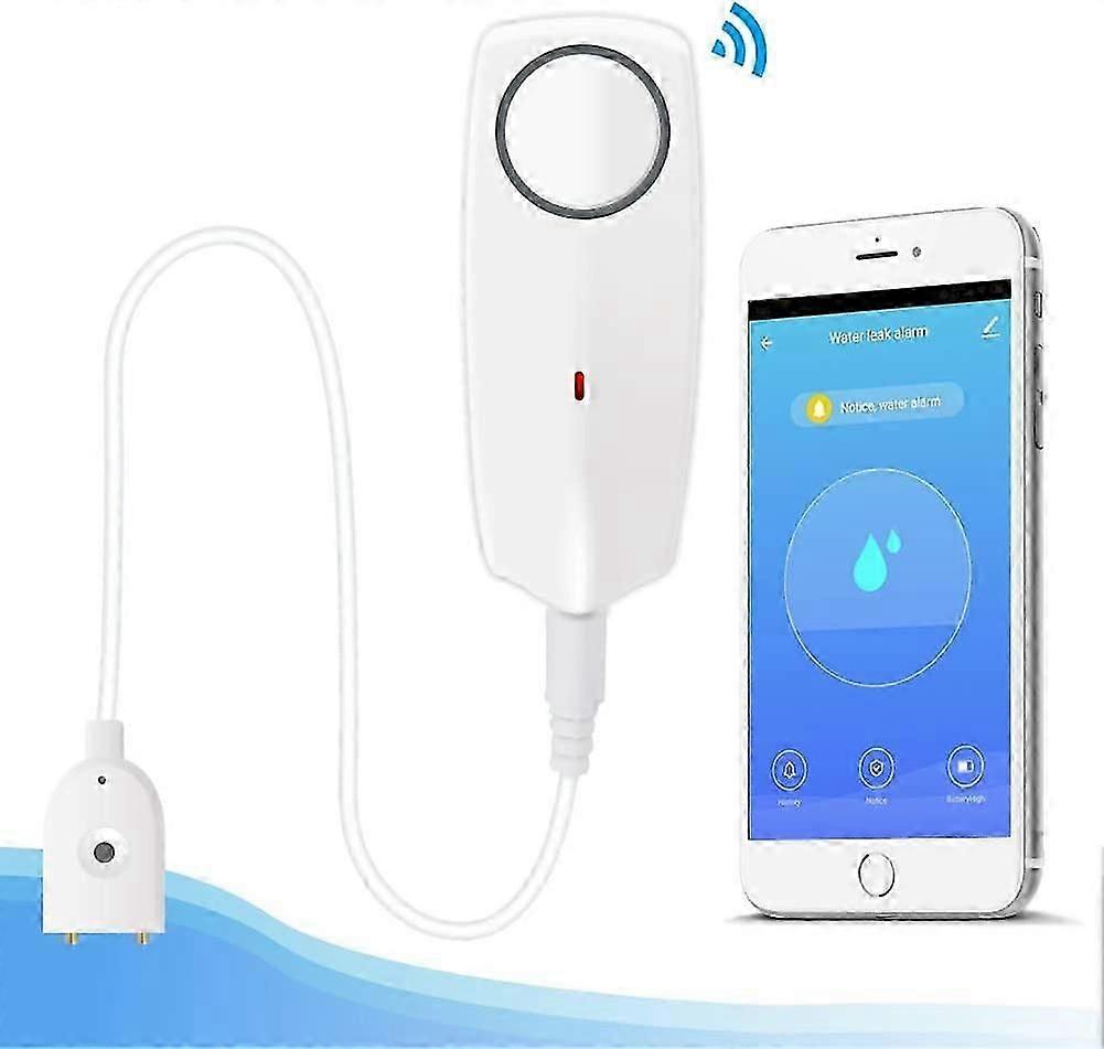 Water Leak Detector-Flood Detector Water Alarm Wireless Water Detectors with Sound and Light Alarm White