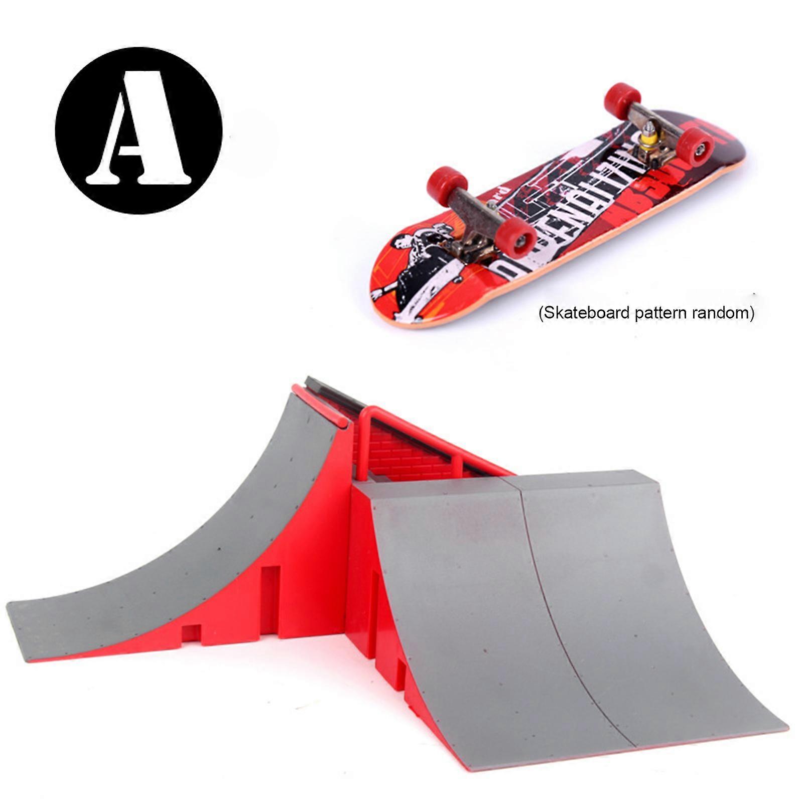 Finger Skateboard Park Ramp Toys Kit with a Finger Skateboard Multiple Assembly Model Table Game Children Toy