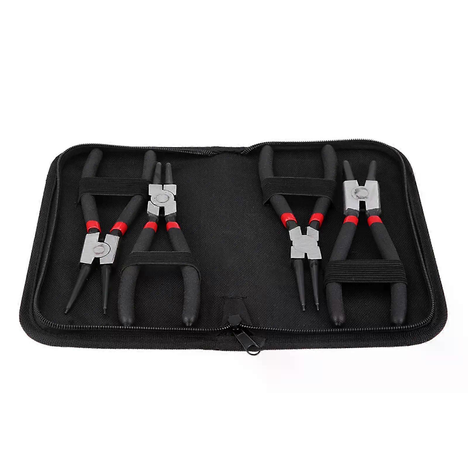 4Pcs 7inch Circlip Plier Internal External Bent Straight Snap Ring Circlip Pliers Tool