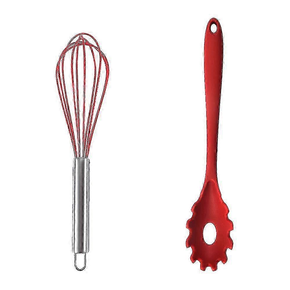 JiaWei 2 Pcs Silicone Cooking Utensils Set Heat Resistant For Nonstick Cookware, Non Scratch, Dishwasher Safe Fws