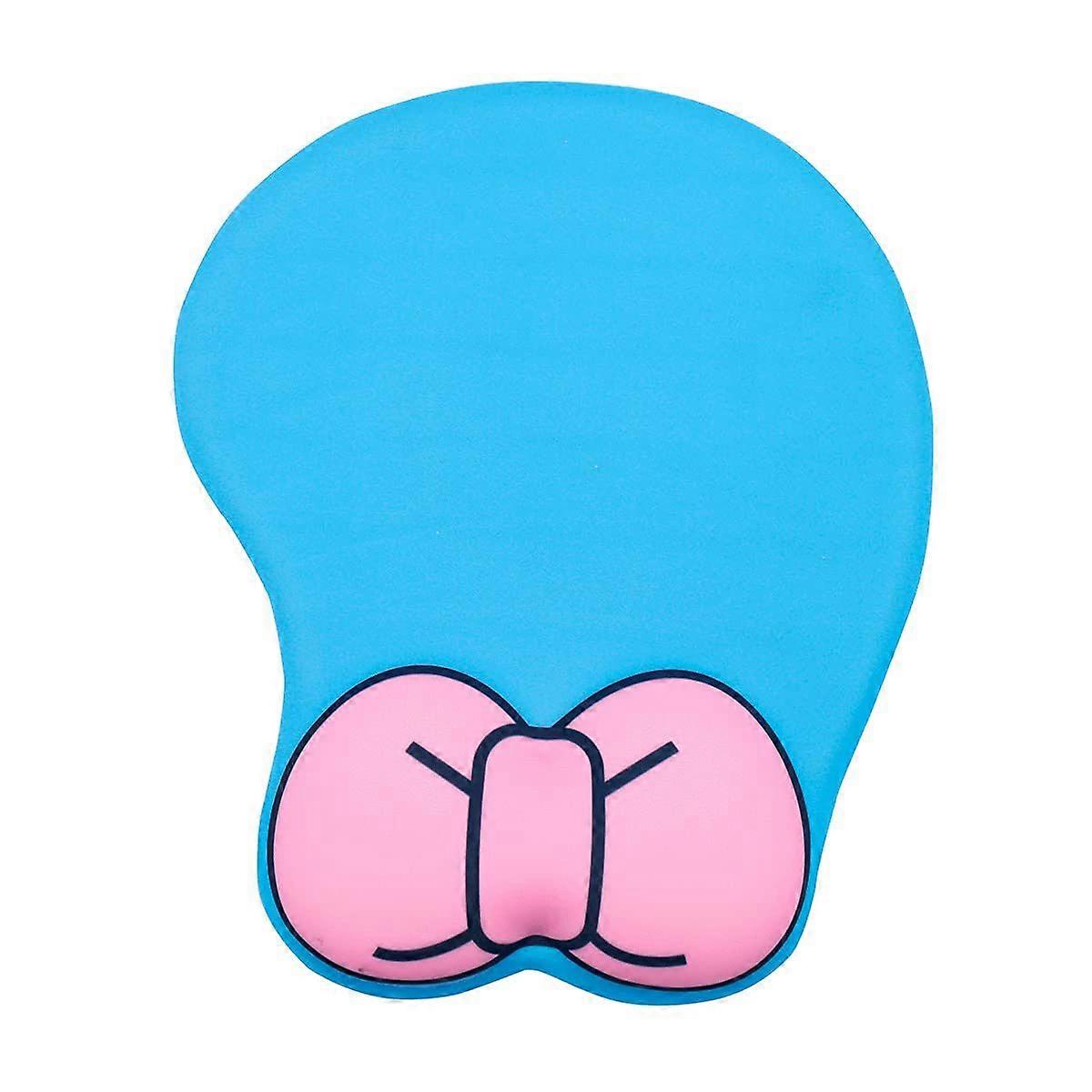 Soft 3D Silicone Mouse Pad with Wrist Guard, Waterproof Leather Mouse Pad, Cute Mouse Pad with Gel Wrist Rest, Office/Home Use, Dual Use, Blue Pink Bo