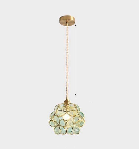 Customized simple glass flower chandelier (bubble green, iron electroplating)