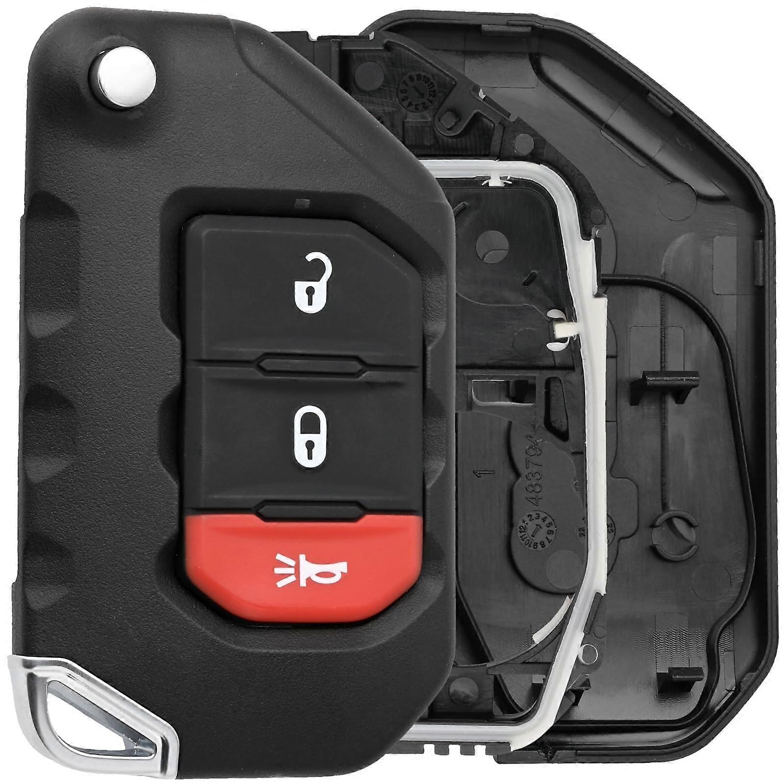 68292942AA Key Fob Shell Case for Jeep Wrangler 2018-2024 and Gladiator 2020-2023, Durable Replacement Cover