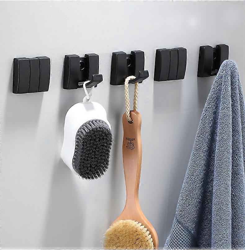 2Pcs Invisible Hook Foldable Punch Free Space Aluminum Clothes Hook Black 2 Hooks