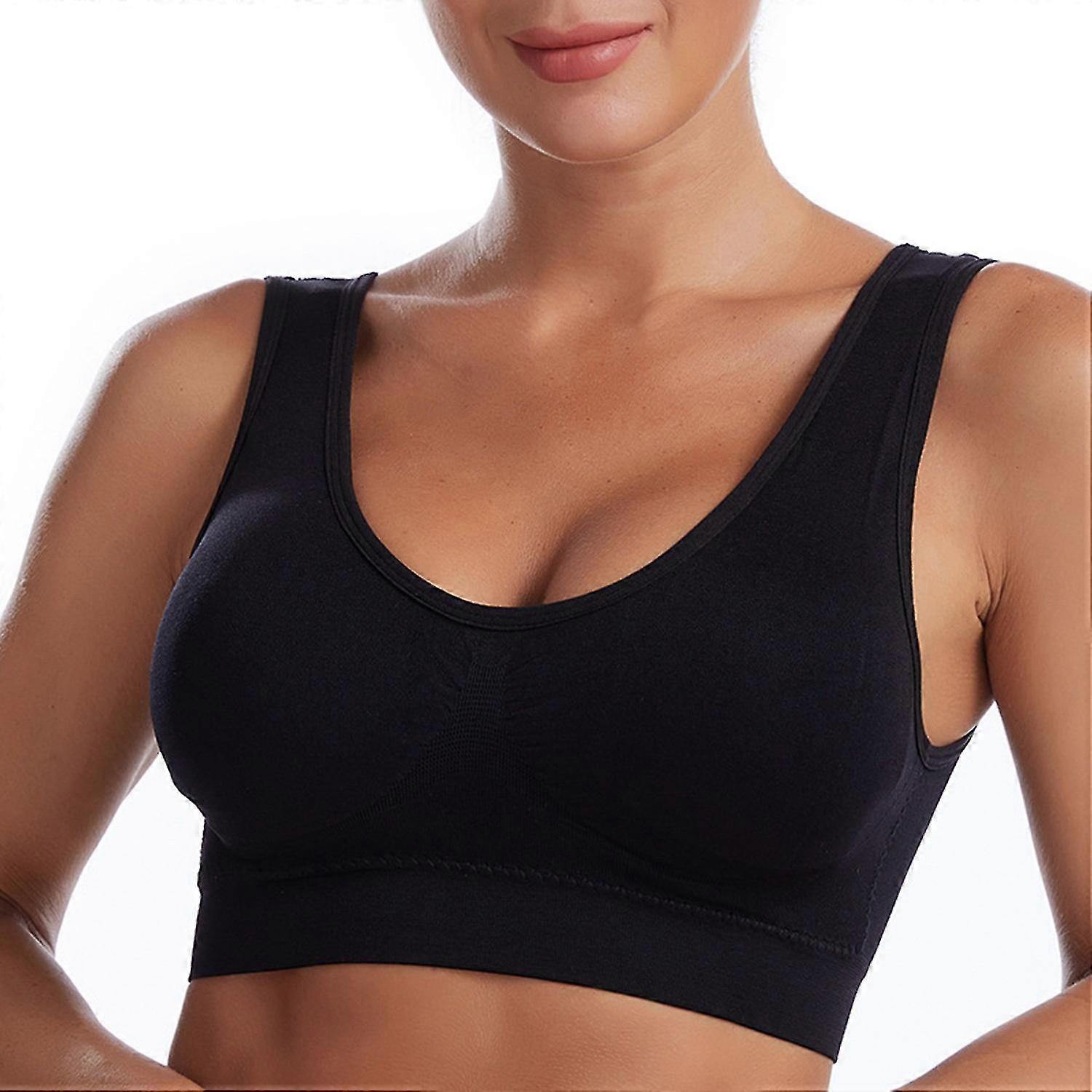 Breathable and Comfortable Sports Bra Vest with Detachable Pad for Full Coverage Plus Size and Wide Straps