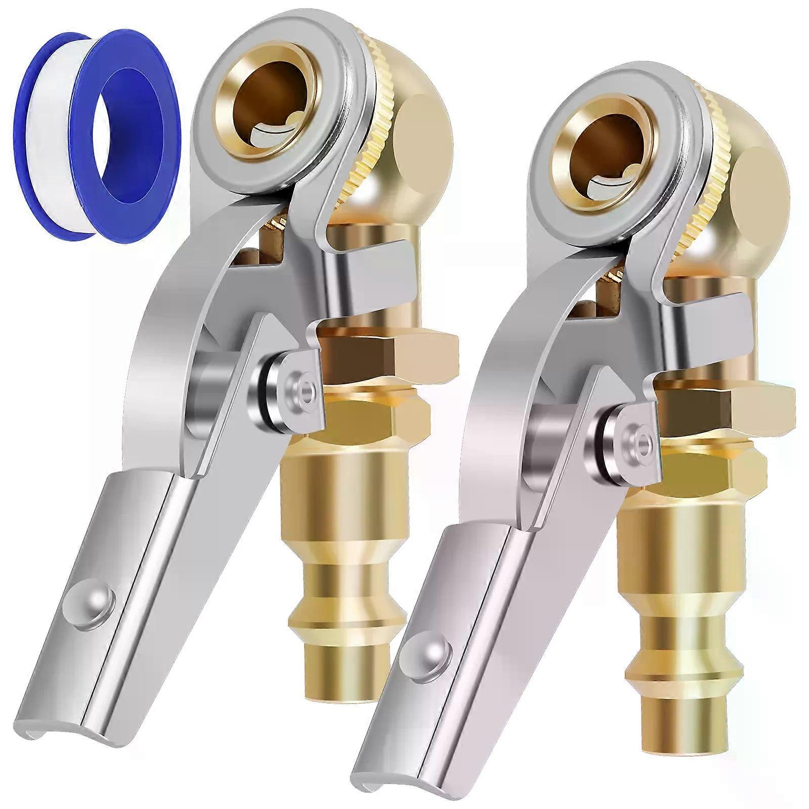 2Pcs Closed Ball Tire 1/4inch FNPT Durable Closed Flow Tire Inflator Air Car Tire Air Chuck Inflator Pump Valve Connector