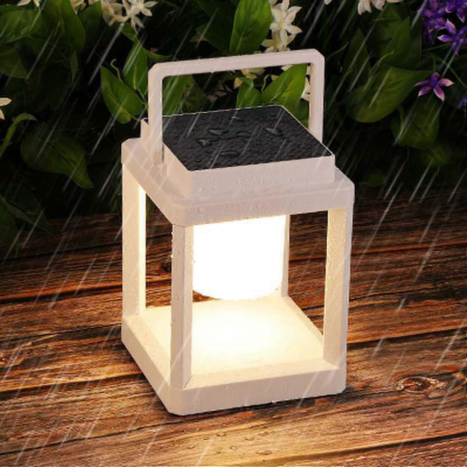 Outdoor Solar Table Lamp, Rechargeable Solar Lanterns, Cold Warm Light