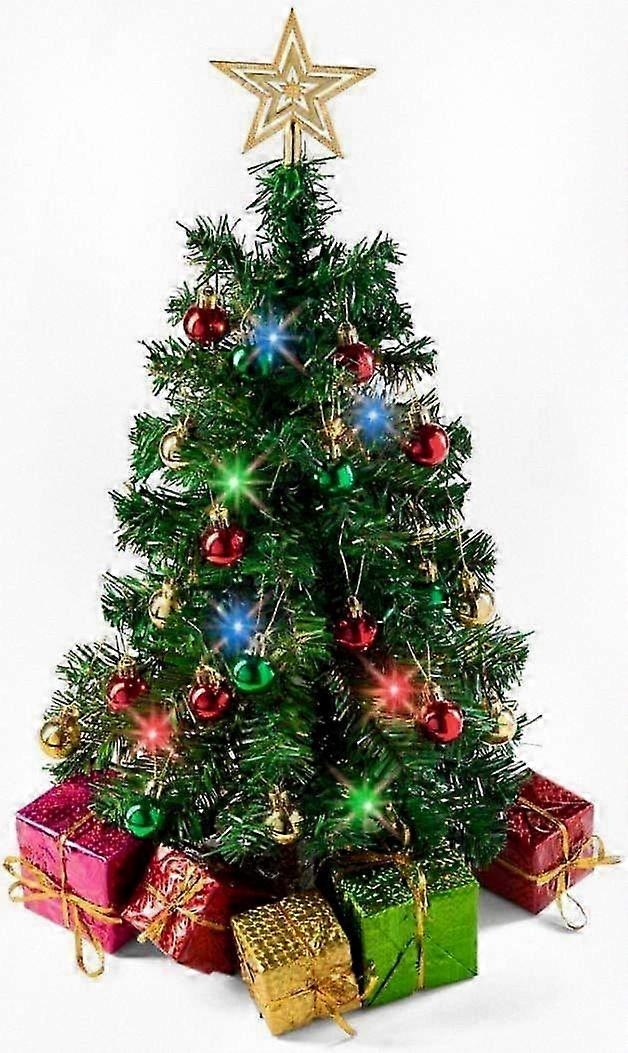 Small LED Christmas Tree with Colorful Lights, Star Topper, and Gift Boxes for Tabletop Decoration (UK Plug)
