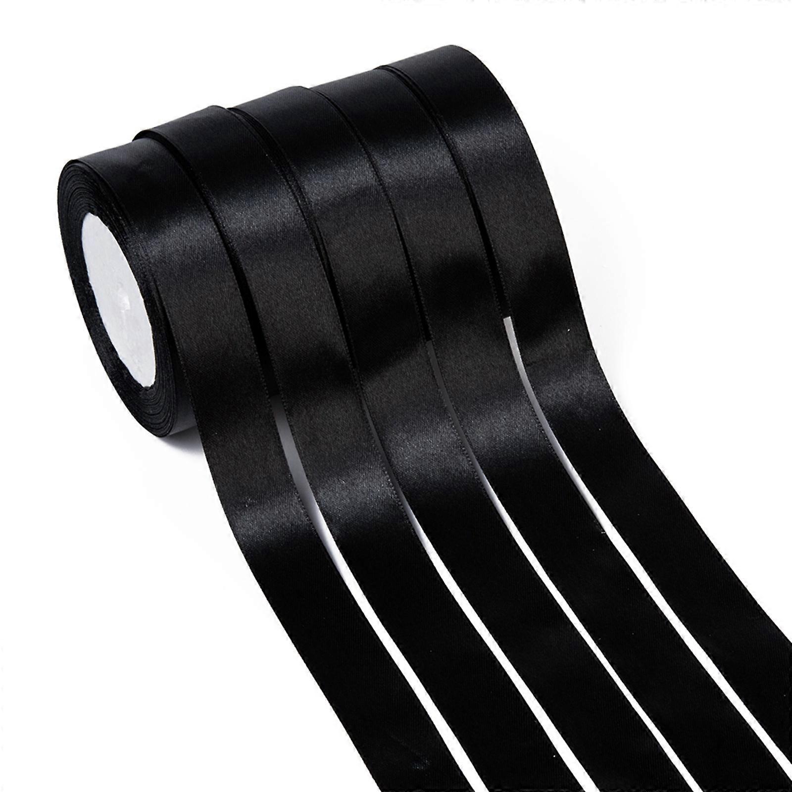 1Group Polyester Ribbon Single Face Satin Ribbon Black