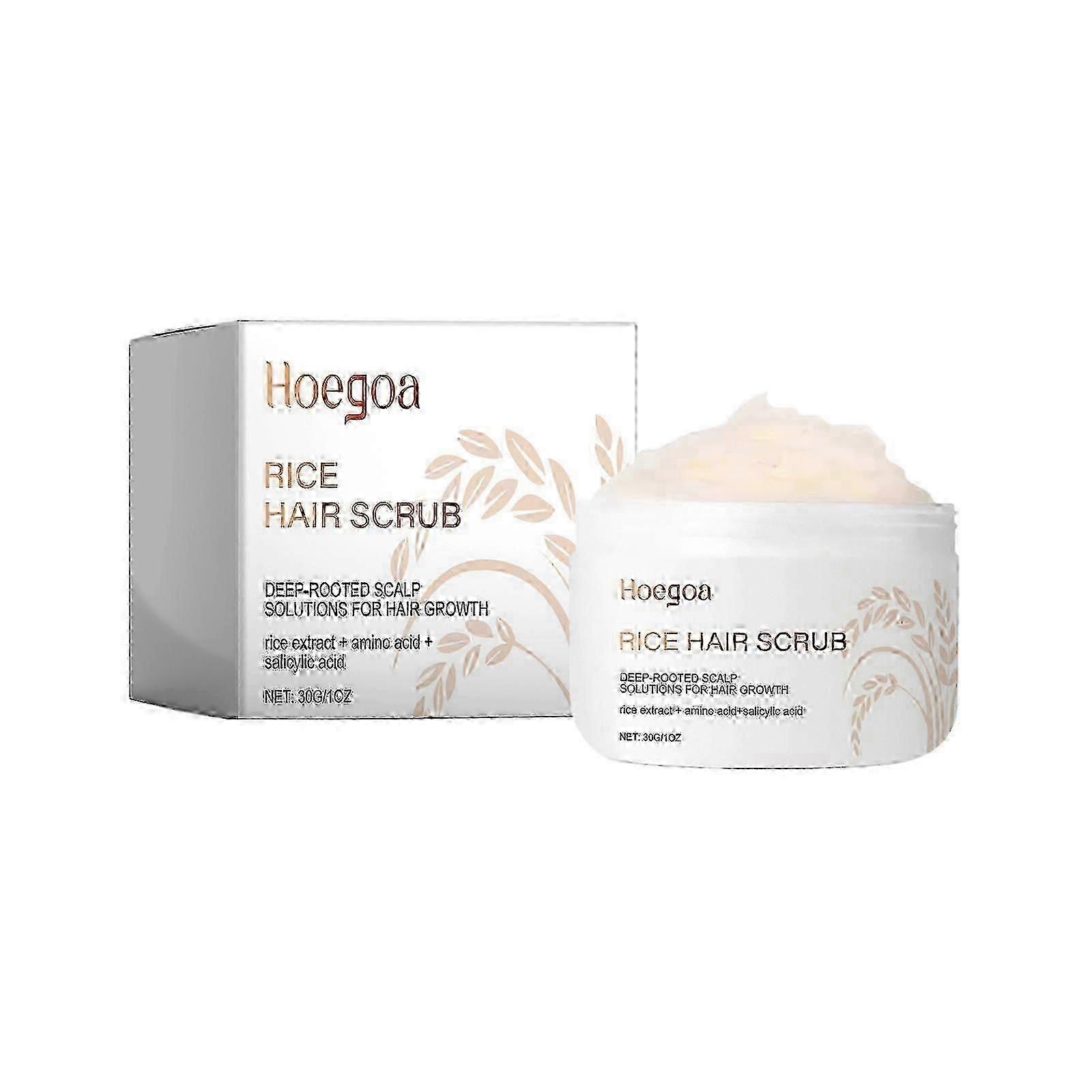 Gommage pour la tête au riz HOEGOA Nettoie le cuir chevelu et les pellicules, hydrate, rend les cheveux fermes et moelleux, nourrit et prend soin des cheveux